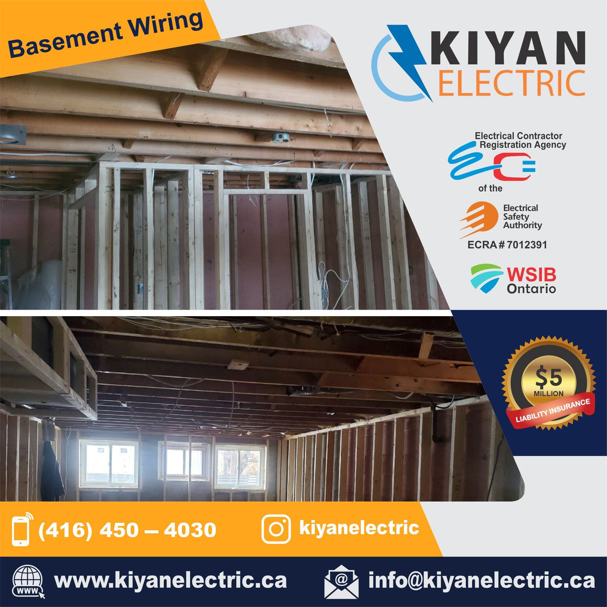 Basement Electrical Wiring/ Licensed Electrical Contractor
